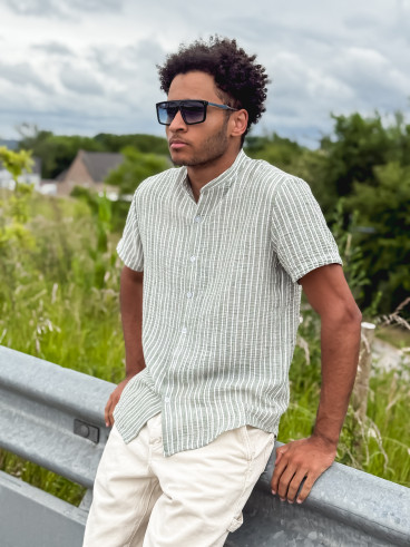 Chemise lignée Gabano - Kaki/Ecru