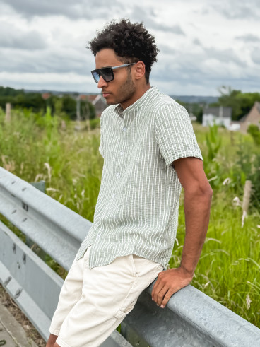 Chemise lignée Gabano - Kaki/Ecru