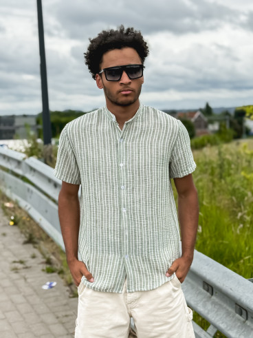Chemise lignée Gabano - Kaki/Ecru
