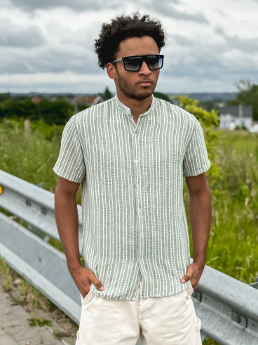 Chemise lignée Gabano - Kaki/Ecru