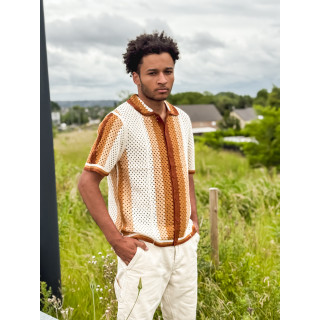 Chemise en crochet Mano - Ecru/Camel
