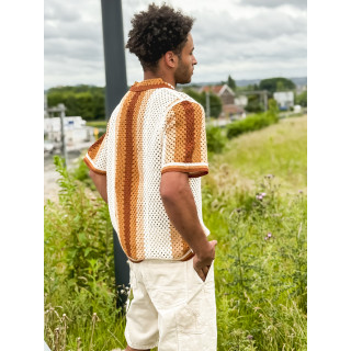 Chemise en crochet Mano - Ecru/Camel