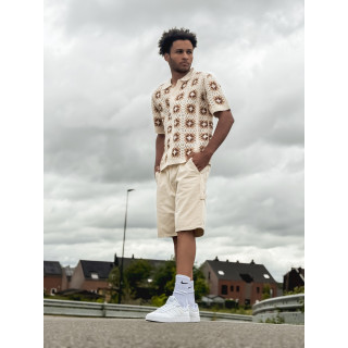Chemise à motifs Saul - Ecru/Camel