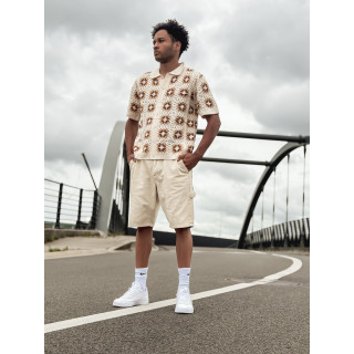 Chemise à motifs Saul - Ecru/Camel