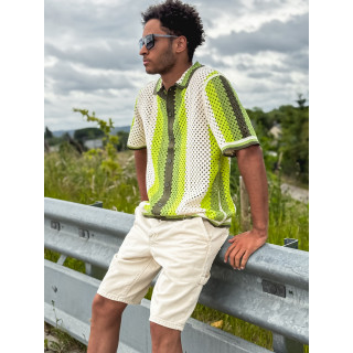 Chemise en crochet Mano - Ecru/Vert