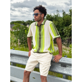 Chemise en crochet Mano - Ecru/Vert