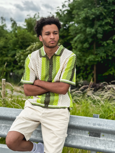 Chemise en crochet Mano - Ecru/Vert
