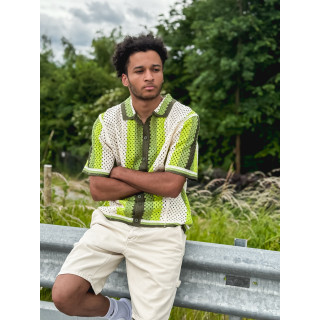 Chemise en crochet Mano - Ecru/Vert