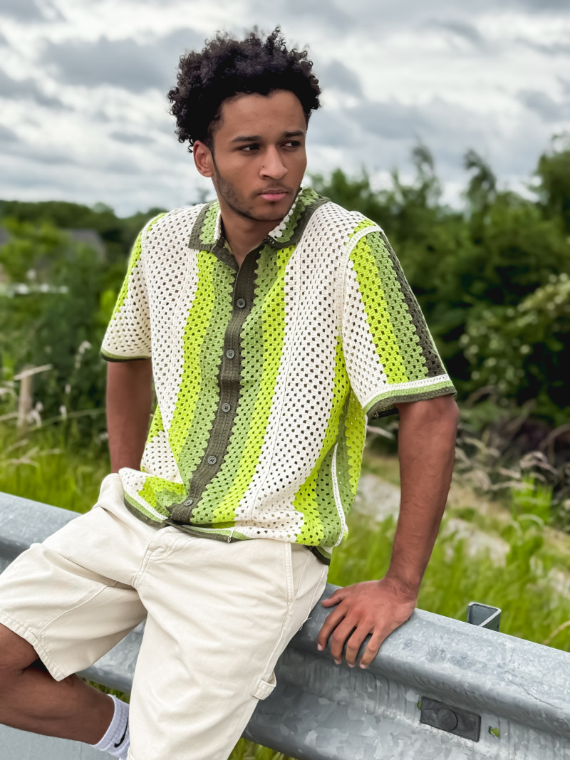 Chemise en crochet Mano - Ecru/Vert