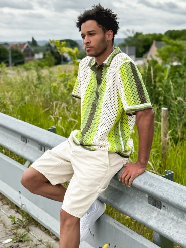 Chemise en crochet Mano - Ecru/Vert