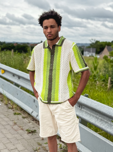 Chemise en crochet Mano - Ecru/Vert