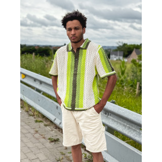 Chemise en crochet Mano - Ecru/Vert