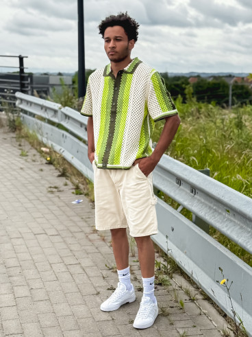 Chemise en crochet Mano - Ecru/Vert