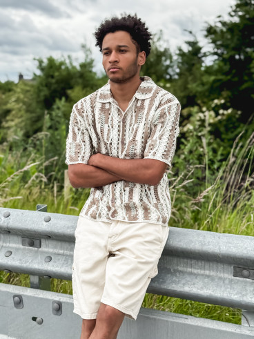 Chemise en crochet Maurice - Taupe/Vert