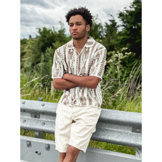 Chemise en crochet Maurice - Taupe/Vert