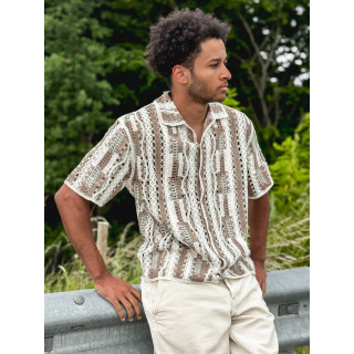 Chemise en crochet Maurice - Taupe/Vert