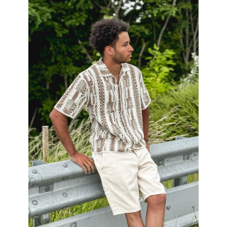 Chemise en crochet Maurice - Taupe/Vert