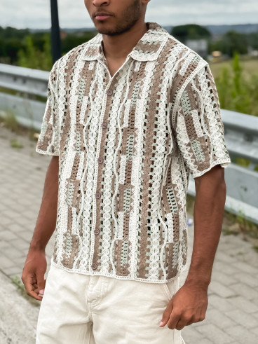 Chemise en crochet Maurice - Taupe/Vert