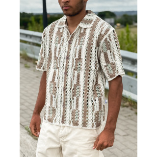 Chemise en crochet Maurice - Taupe/Vert