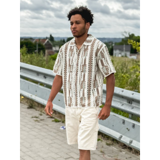 Chemise en crochet Maurice - Taupe/Vert