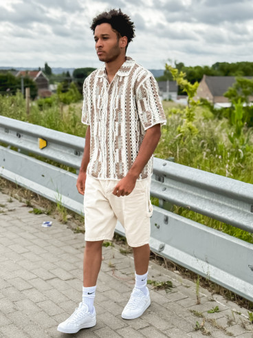 Chemise en crochet Maurice - Taupe/Vert