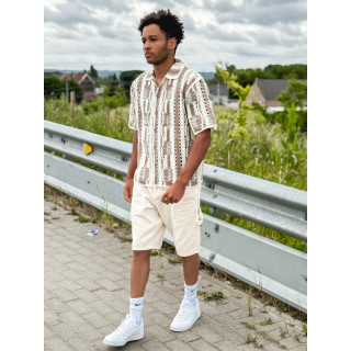 Chemise en crochet Maurice - Taupe/Vert