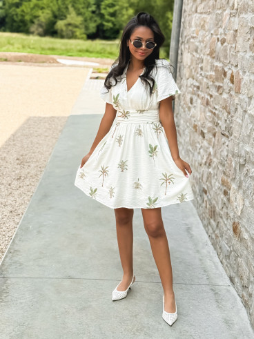 Robe courte à motifs Kayna - Beige