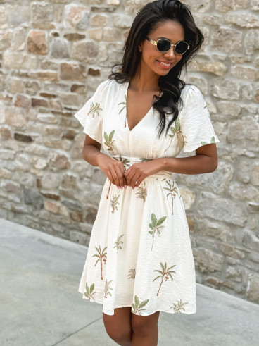 Robe courte à motifs Kayna - Beige