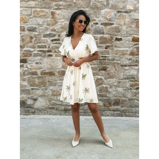 Robe courte à motifs Kayna - Beige