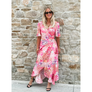 Robe longue à motifs Elyana - Fuchsia