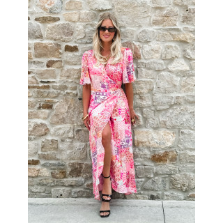 Robe longue à motifs Elyana - Fuchsia