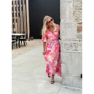 Robe longue à motifs Elyana - Fuchsia