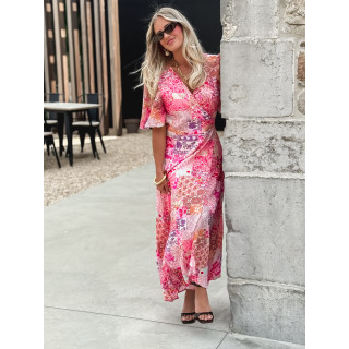 Robe longue à motifs Elyana - Fuchsia