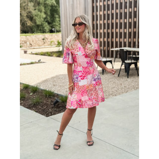Robe courte à motifs Elenya - Fuchsia