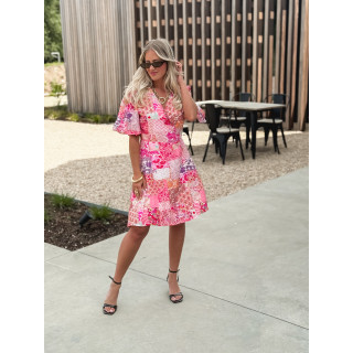 Robe courte à motifs Elenya - Fuchsia