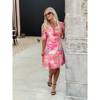 Robe courte à motifs Elenya - Fuchsia