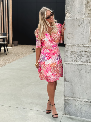 Robe courte à motifs Elenya - Fuchsia