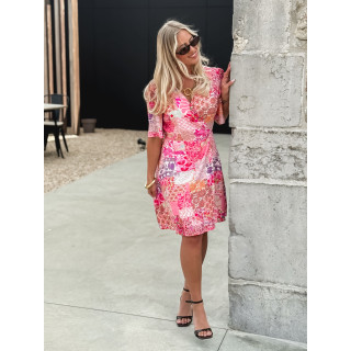 Robe courte à motifs Elenya - Fuchsia