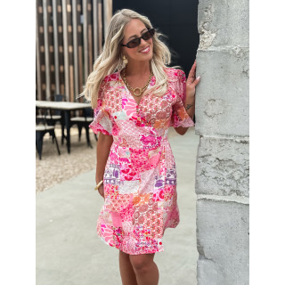 Robe courte à motifs Elenya - Fuchsia
