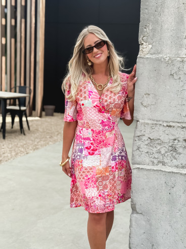Robe courte à motifs Elenya - Fuchsia