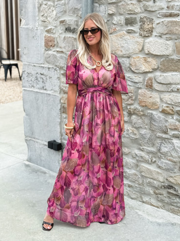 Robe longue Astra - Mauve/Doré