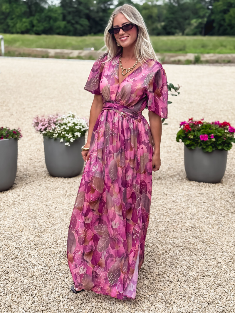 Robe longue Astra - Mauve/Doré