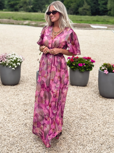 Robe longue Astra - Mauve/Doré