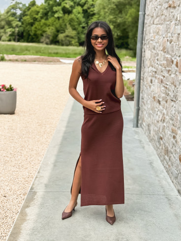 Pull sans manches Nirina - Chocolat