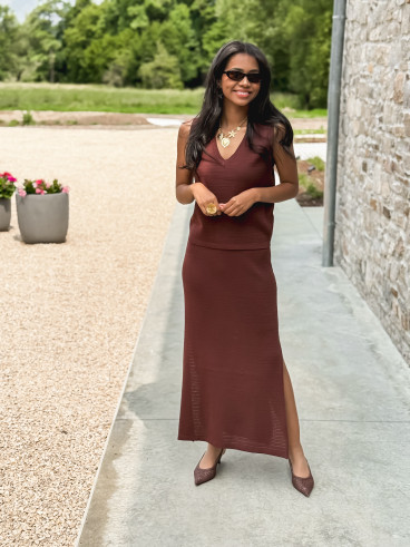 Pull sans manches Nirina - Chocolat