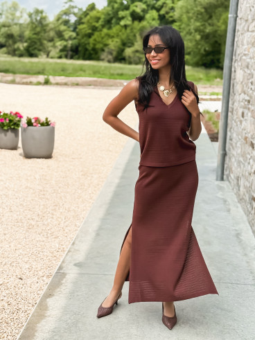 Pull sans manches Nirina - Chocolat