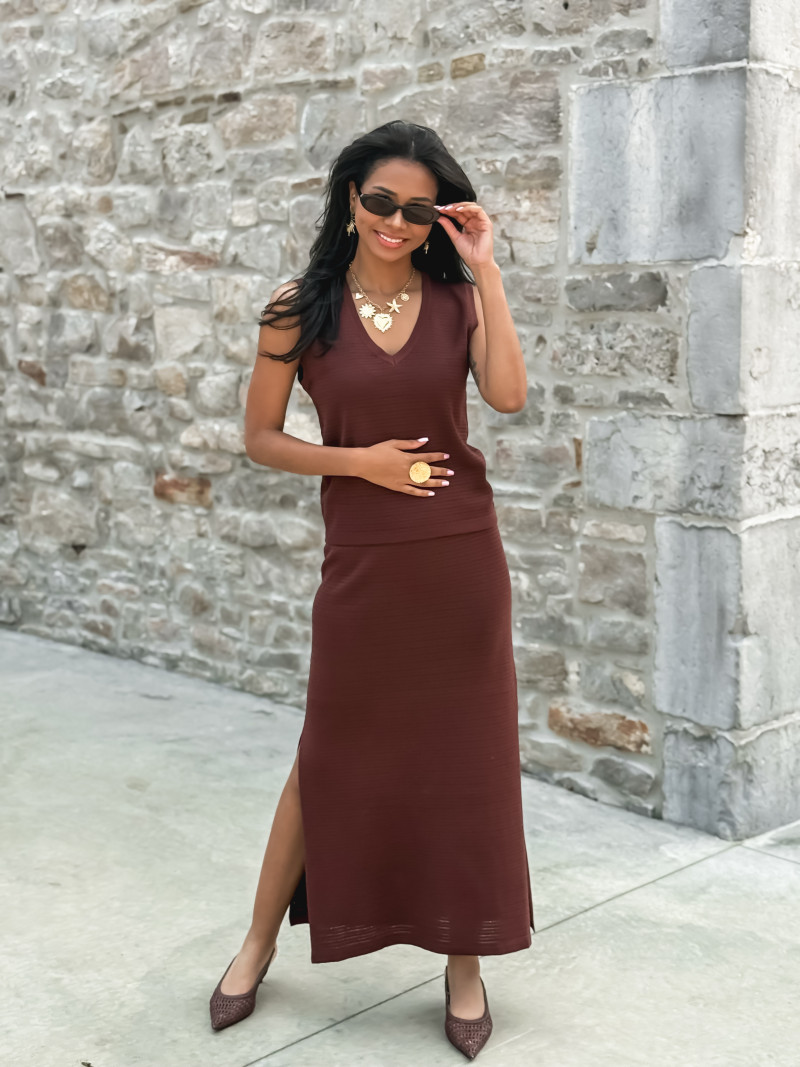 Pull sans manches Nirina - Chocolat