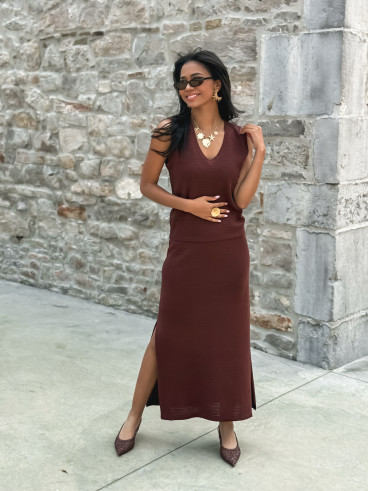 Pull sans manches Nirina - Chocolat