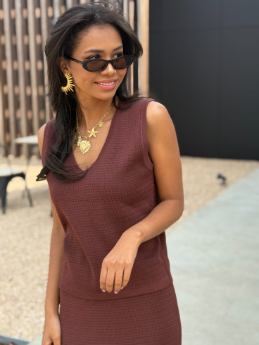 Pull sans manches Nirina - Chocolat