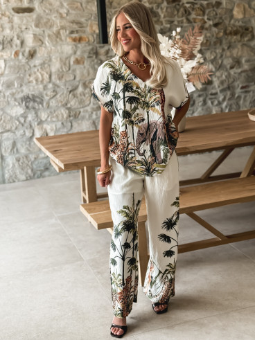 Pantalon à motif "Savane" - Ecru
